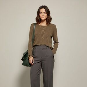 Jigsaw Cotton Linen Blend Long Sleeve Top | Size Small